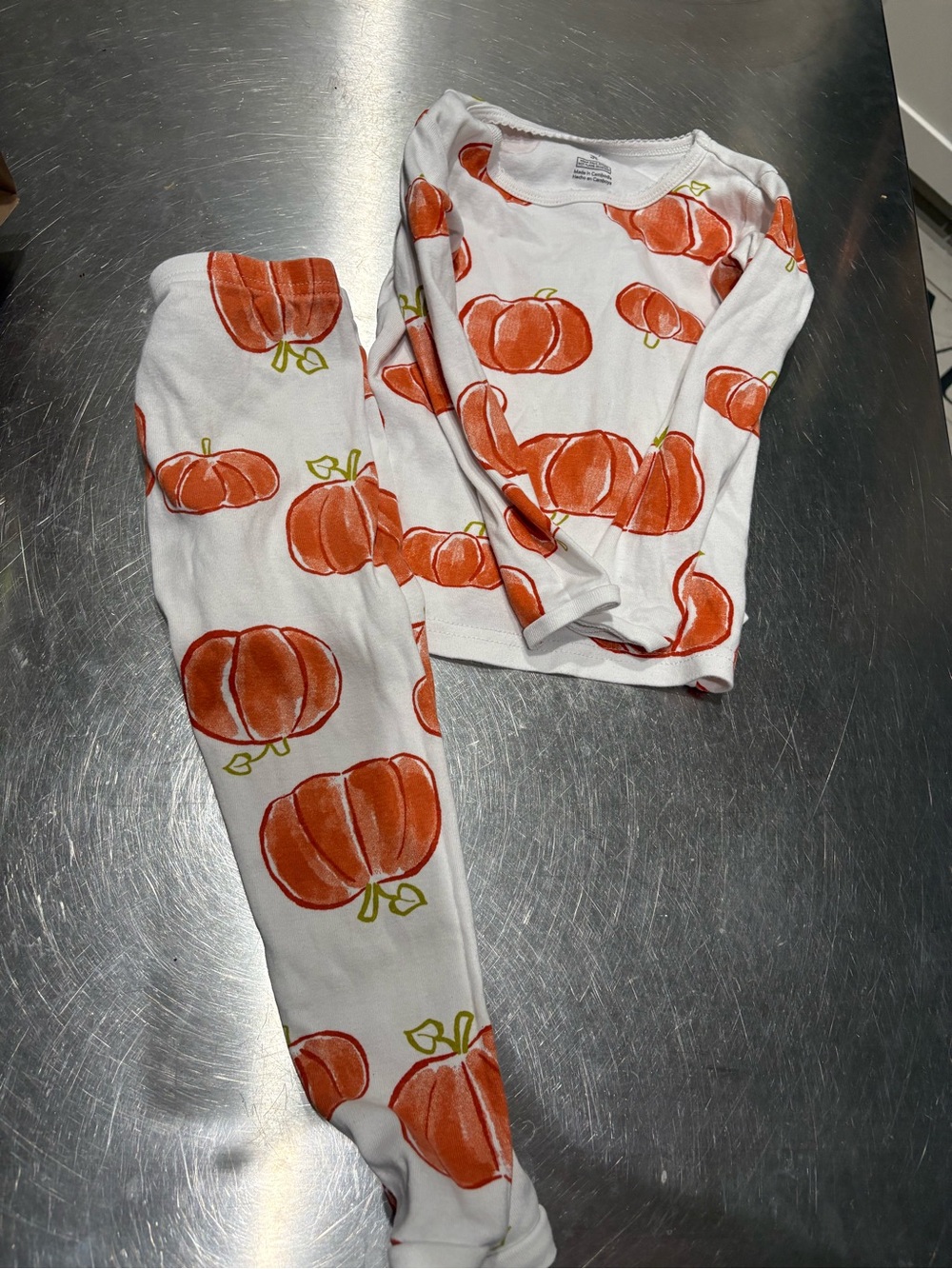 Carters Kids Pumpkin Print Pajama Set - White & Orange